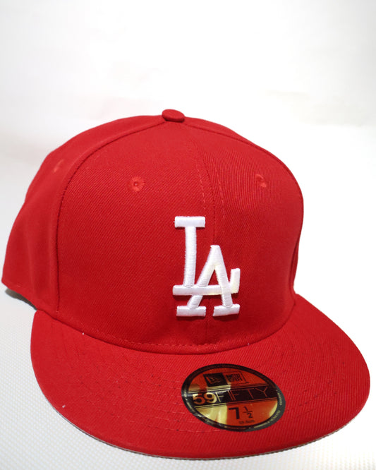 LA PLAIN RED FITTED HAT