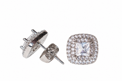 BOX STUD ICED OUT EARRINGS