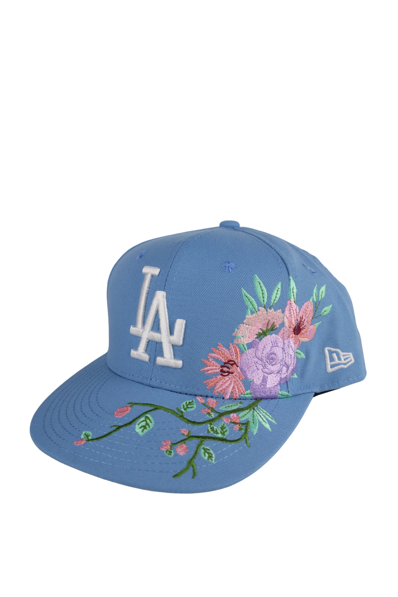 LA FLORAL LIGHT BLUE FITTED HAT