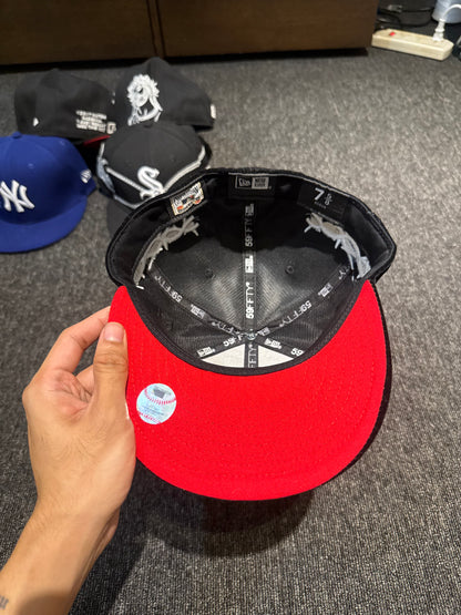 NY JESUS CROSS SUEDE FITTED HAT