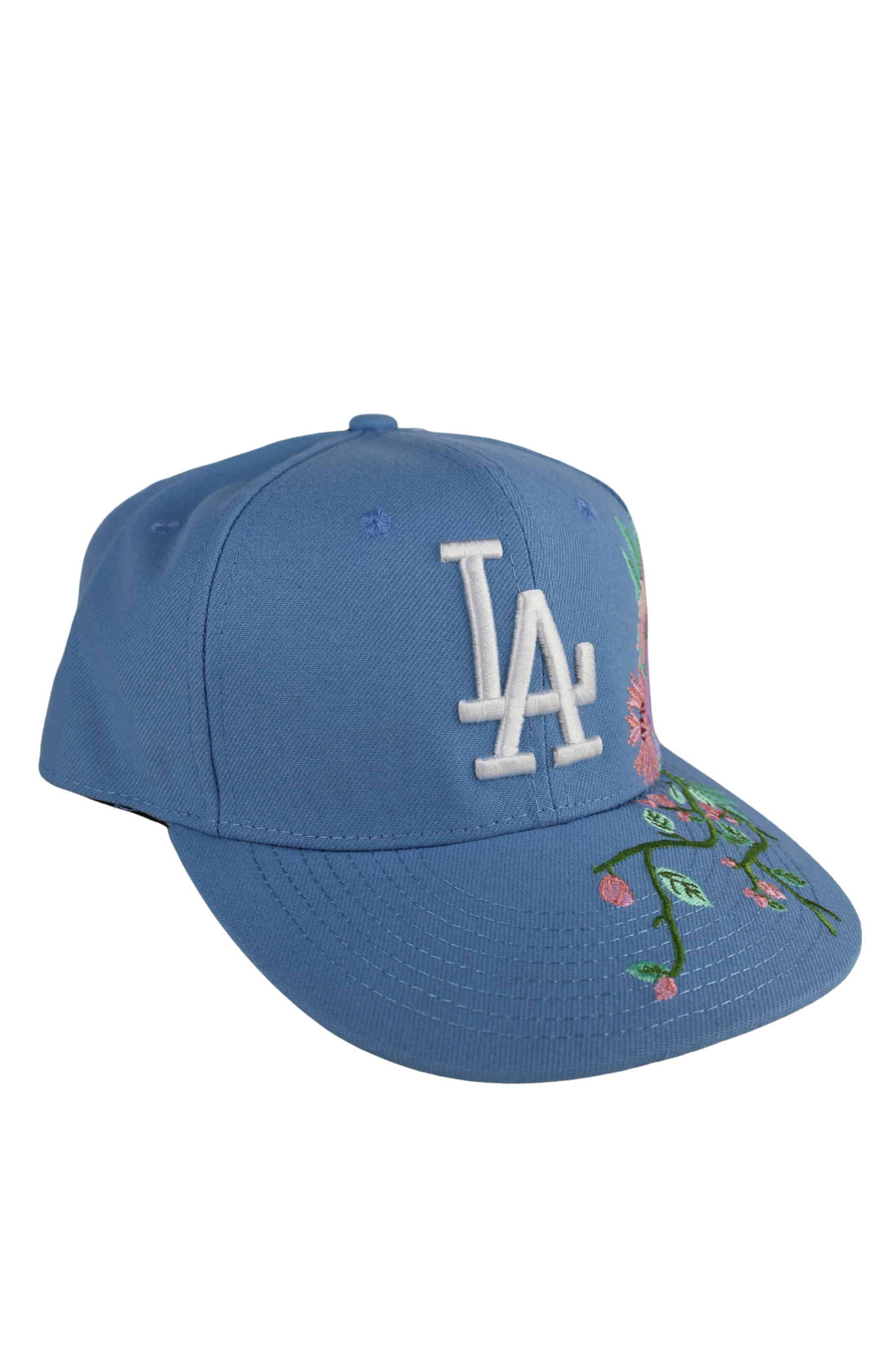 LA FLORAL LIGHT BLUE FITTED HAT