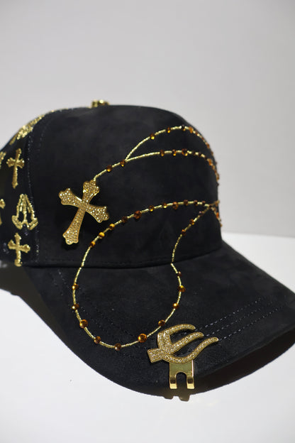 CROSS ICED OUT GOLD TRUCKER HAT