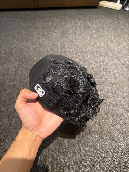 NY FLORAL BLACK FITTED HAT