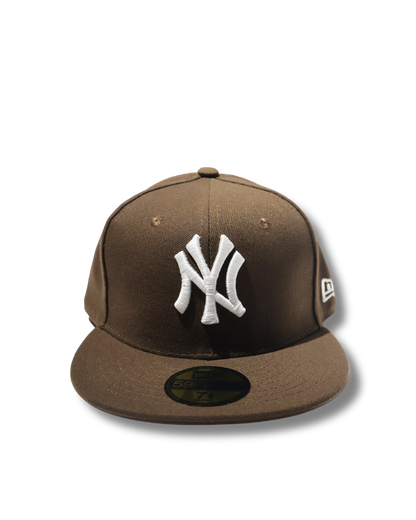 NY PLAIN BROWN FITTED HAT