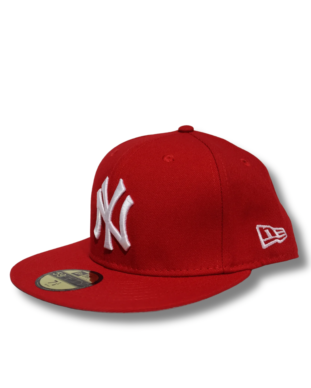 NY RED PLAIN FITTED HAT