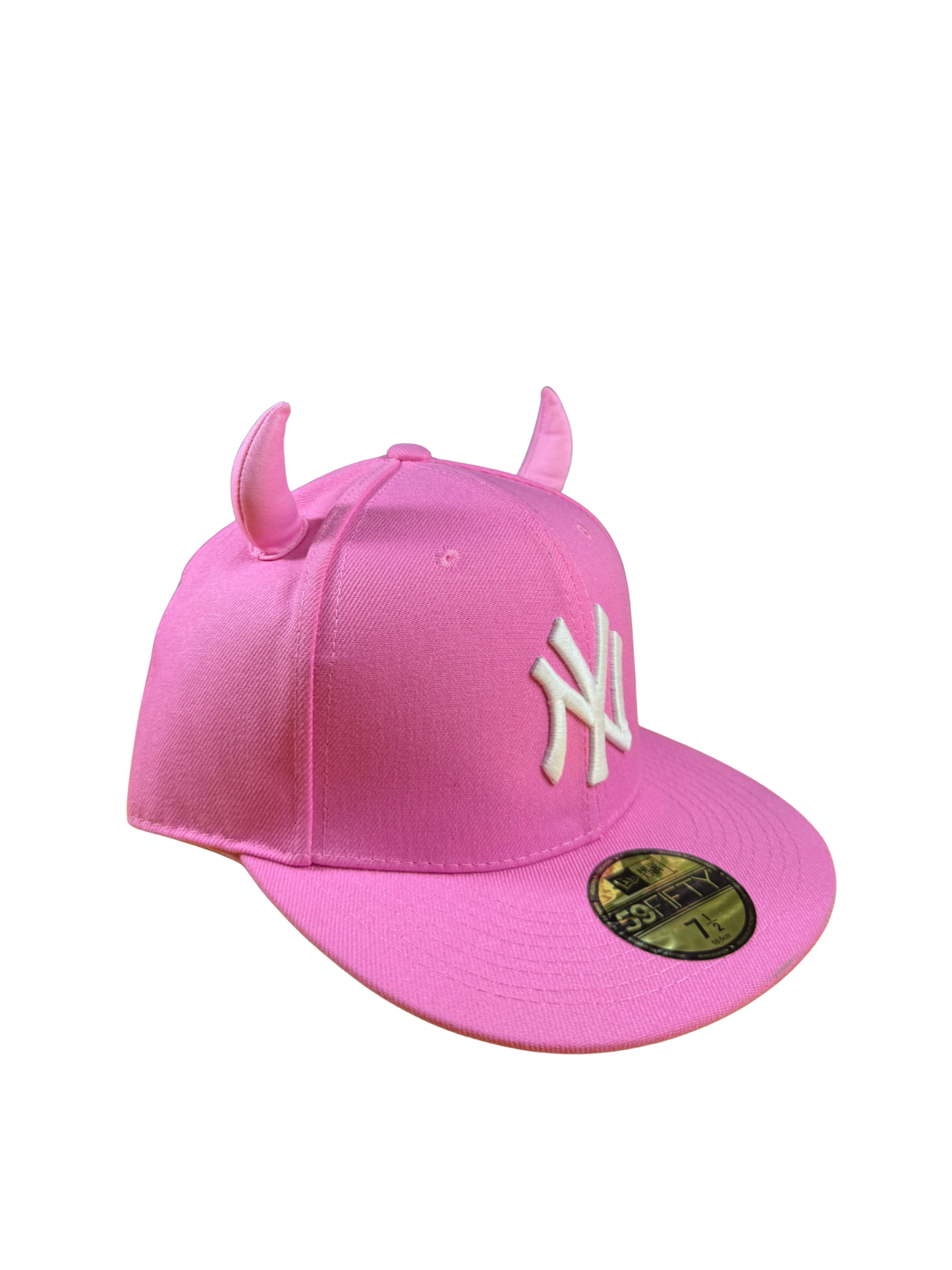 NY PINK HORN FITTED HAT