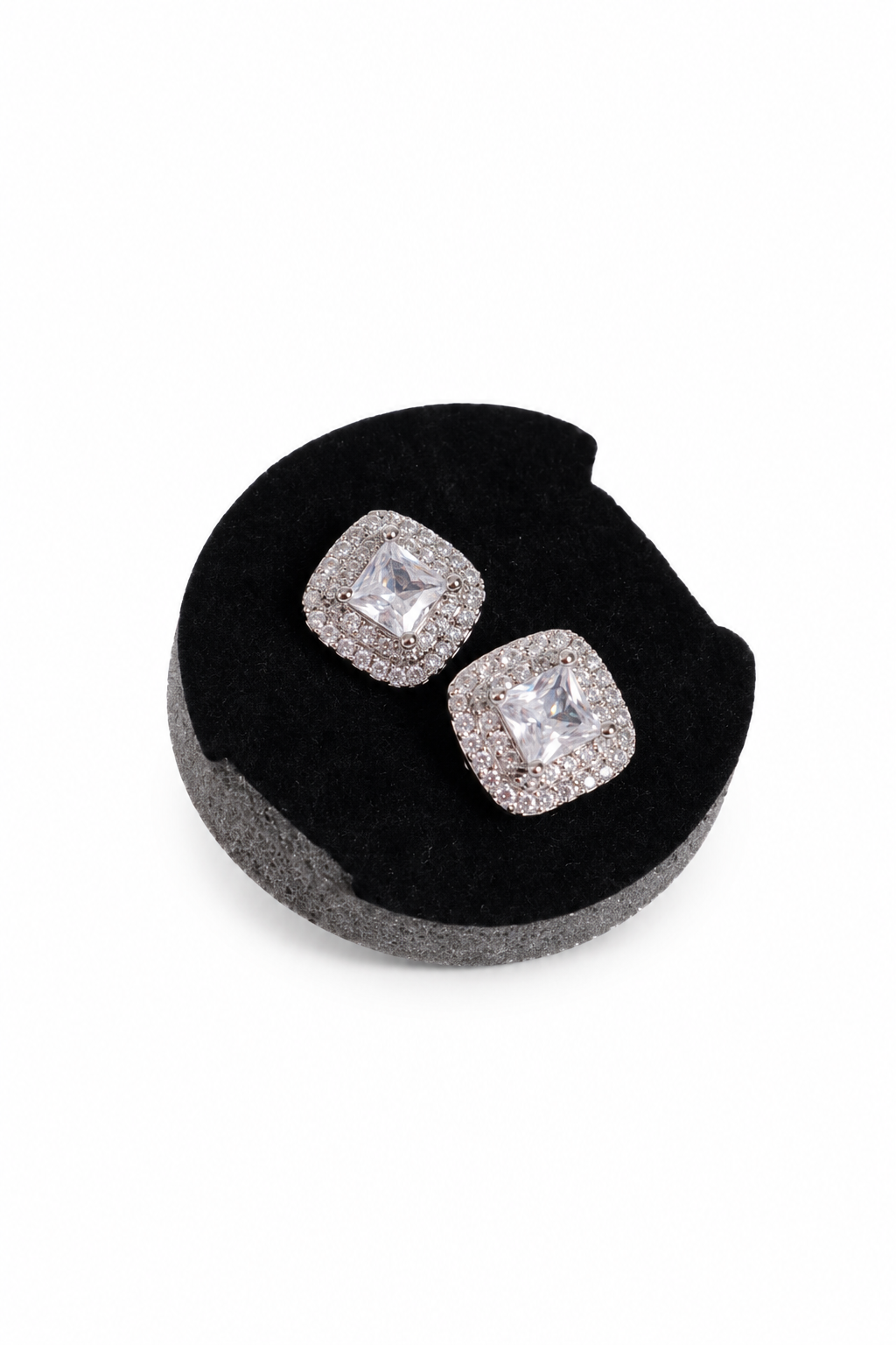 BOX STUD ICED OUT EARRINGS