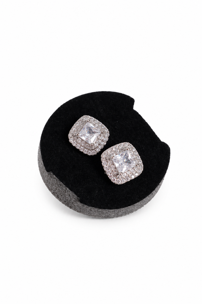 BOX STUD ICED OUT EARRINGS