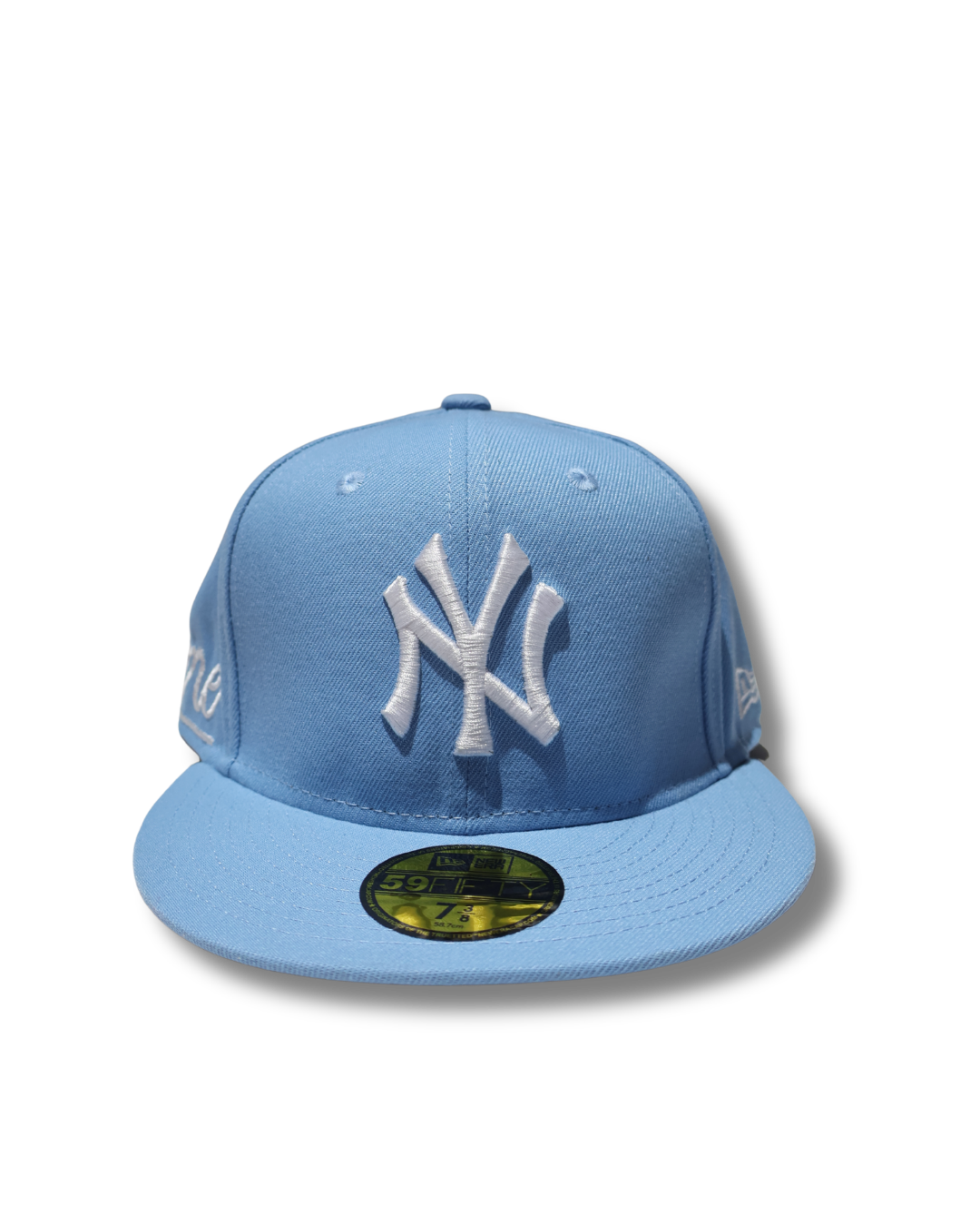 NY SKY BLUE SUPREME SCRIPT FITTED HAT