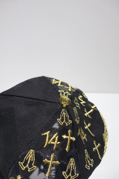 CROSS ICED OUT GOLD TRUCKER HAT