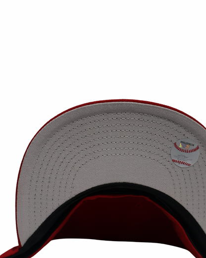 NY RED PLAIN FITTED HAT