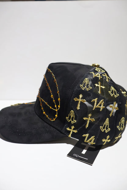 CROSS ICED OUT GOLD TRUCKER HAT
