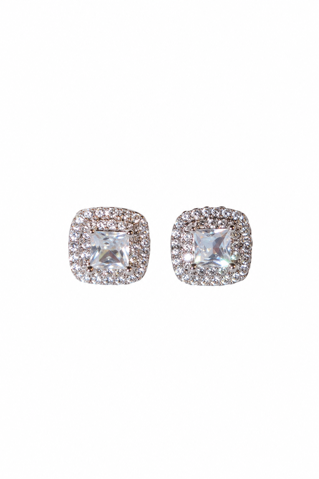 BOX STUD ICED OUT EARRINGS