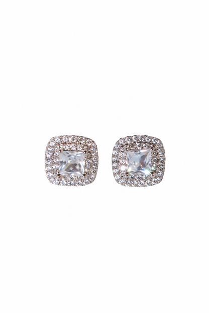 BOX STUD ICED OUT EARRINGS