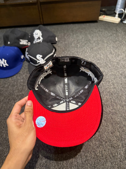 NY JESUS CROSS SUEDE FITTED HAT