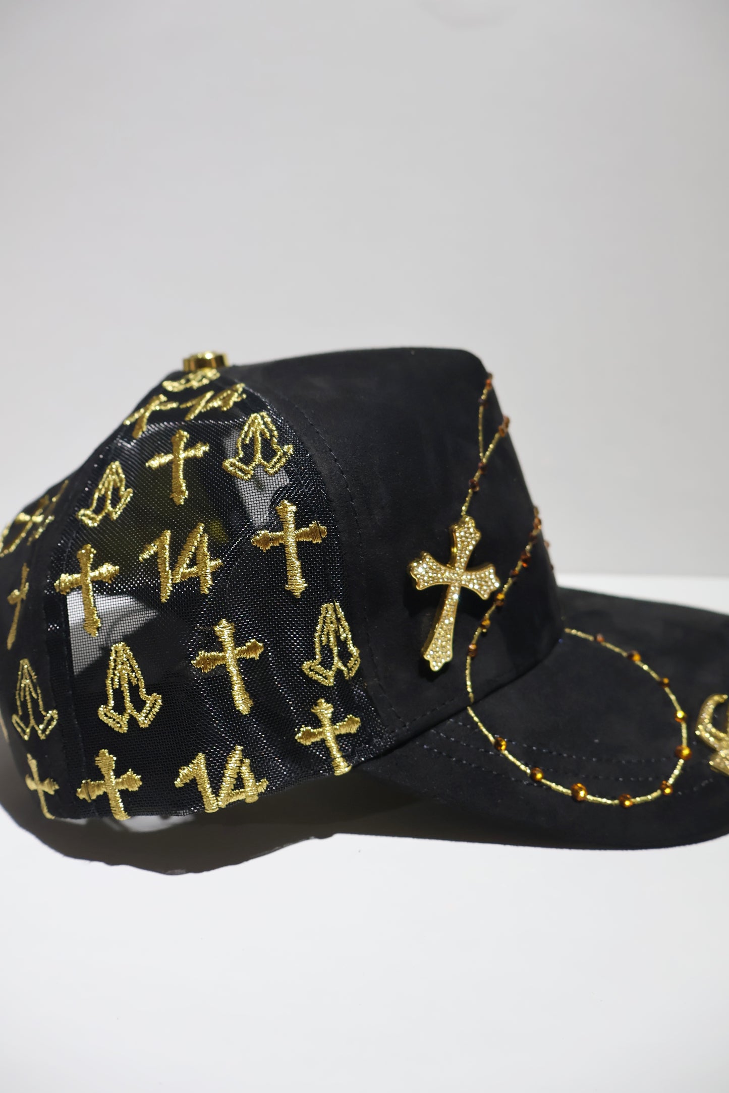 CROSS ICED OUT GOLD TRUCKER HAT