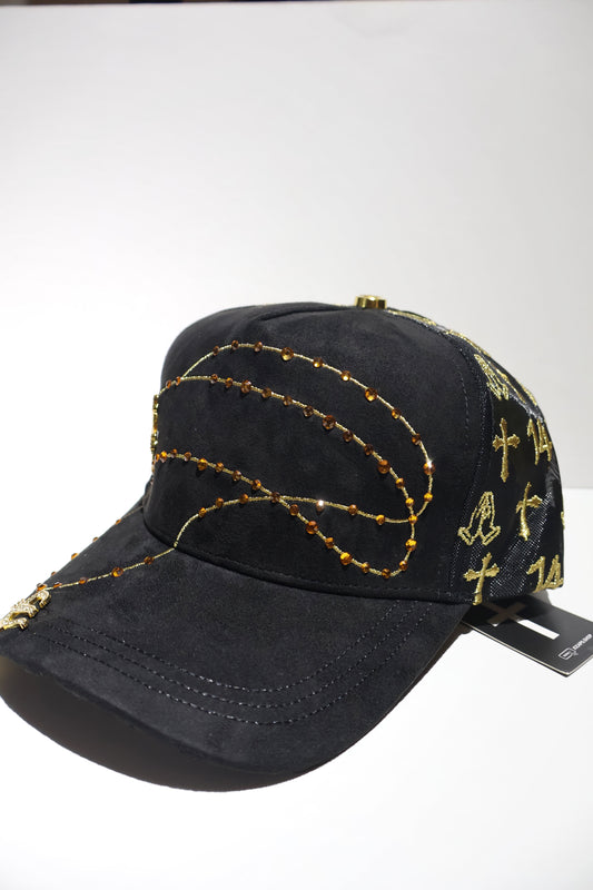 CROSS ICED OUT GOLD TRUCKER HAT