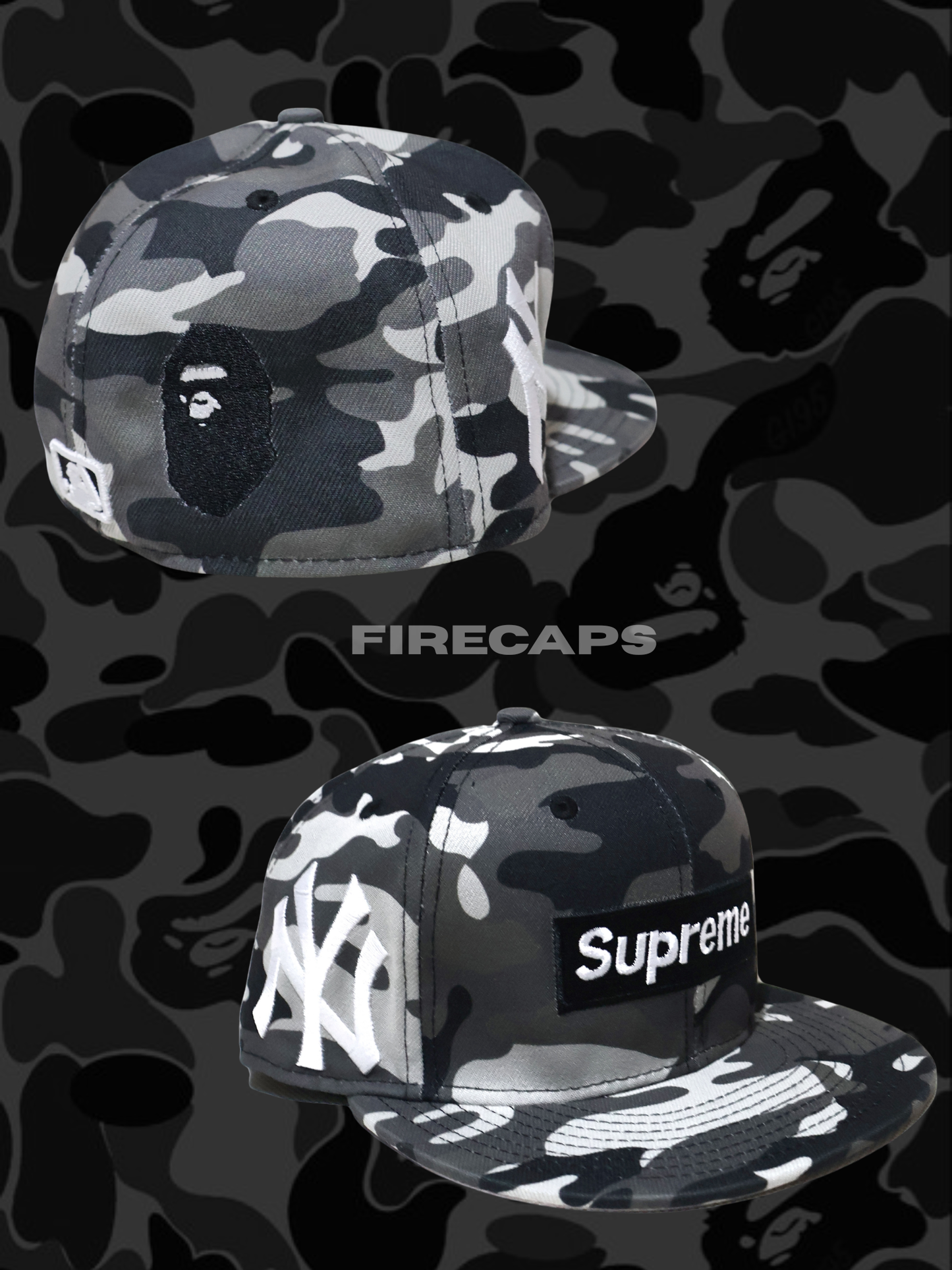 SUPREME x BAPE CAMOU FITTED HAT