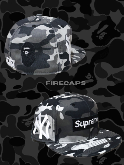 SUPREME x BAPE CAMOU FITTED HAT
