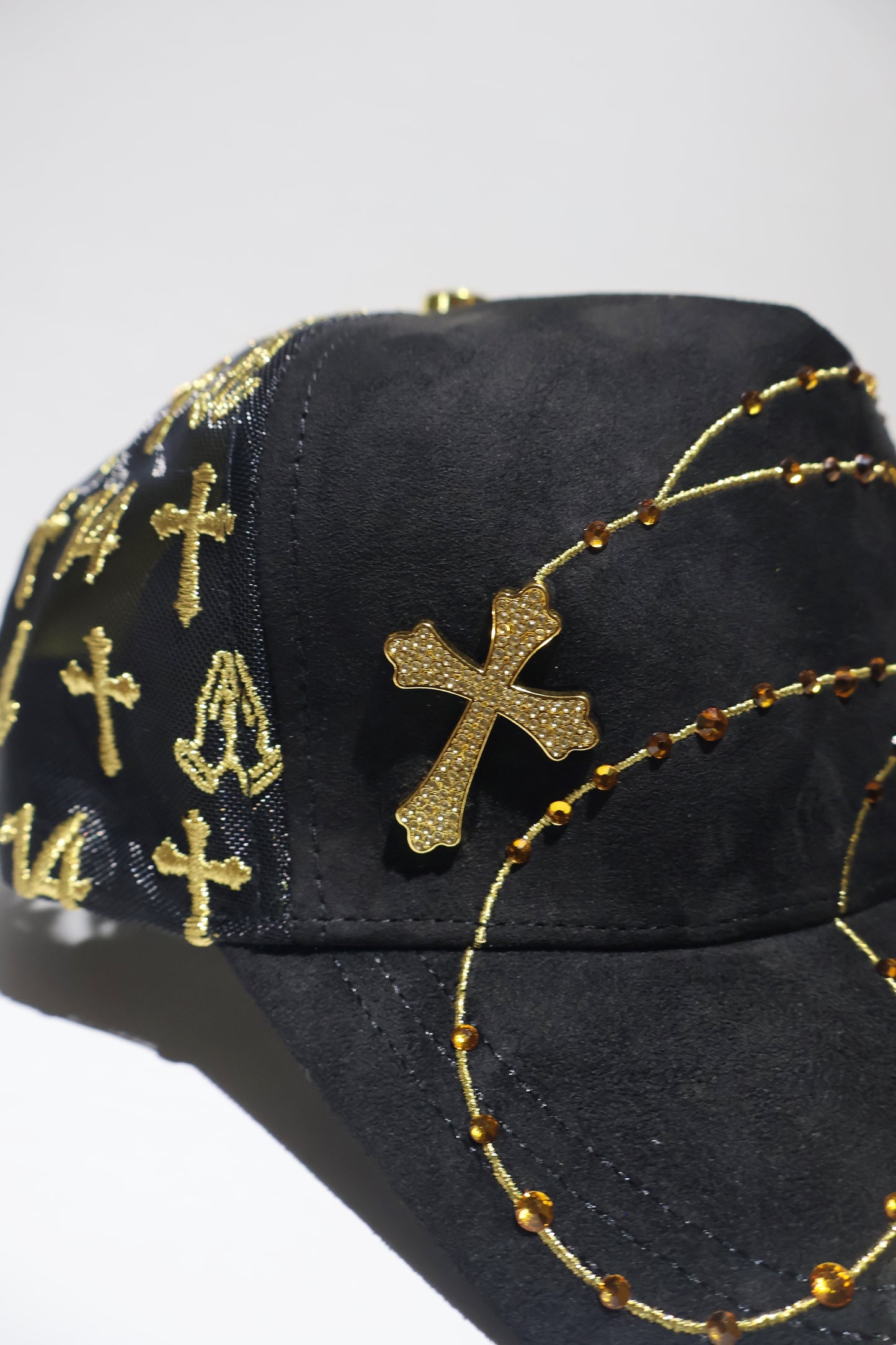 CROSS ICED OUT GOLD TRUCKER HAT