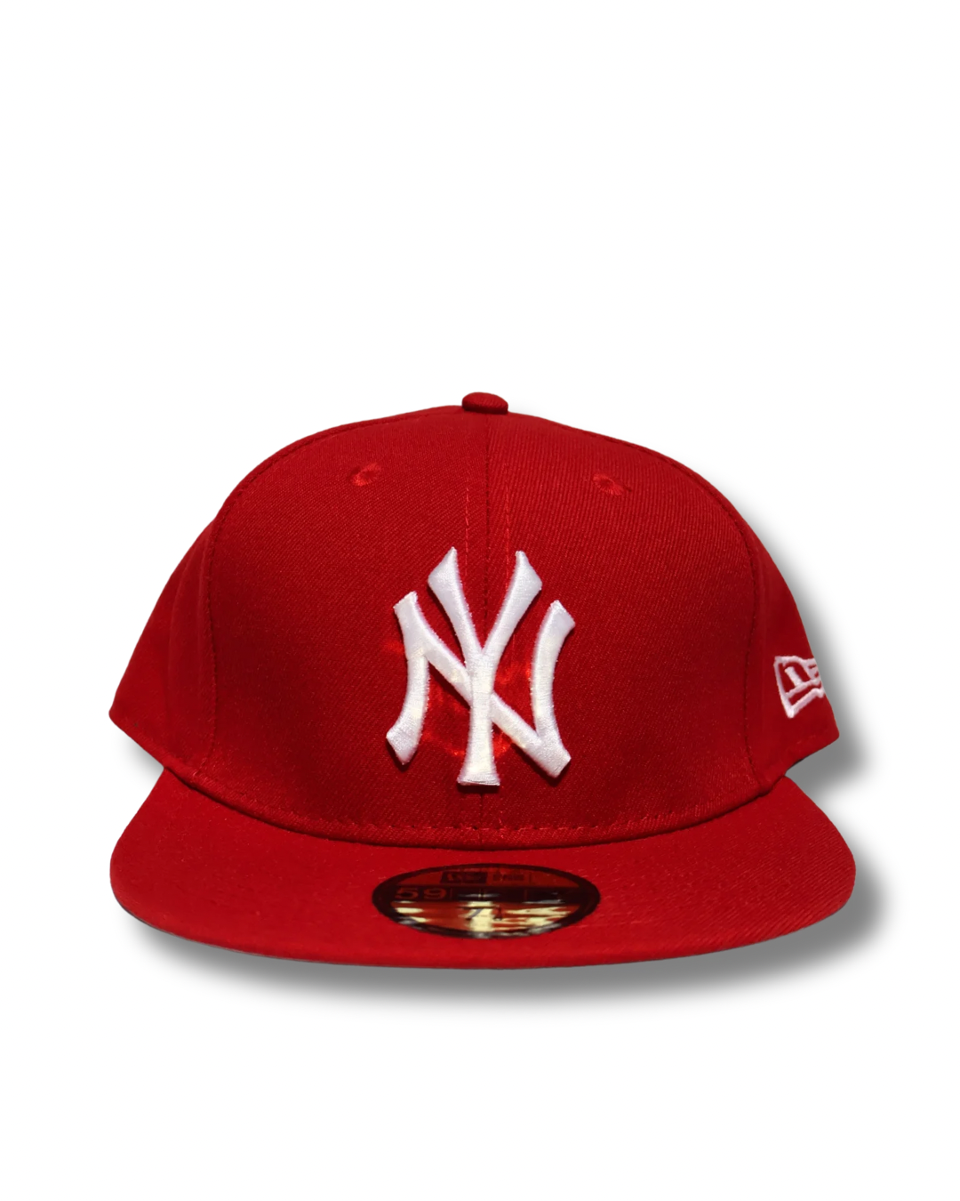 NY RED PLAIN FITTED HAT