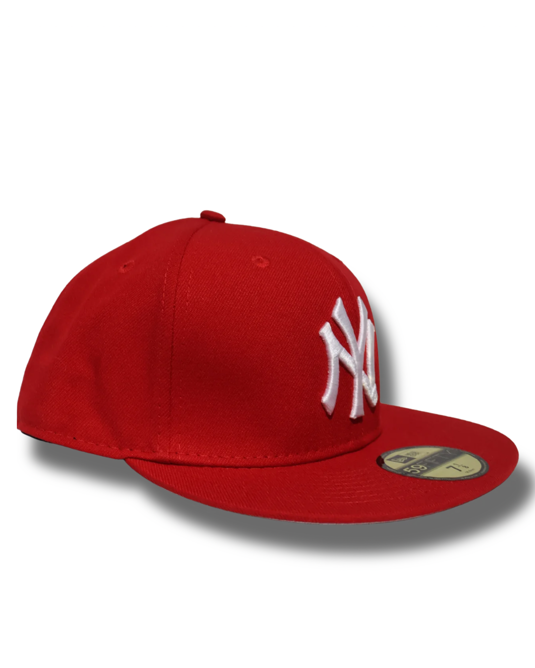 NY RED PLAIN FITTED HAT
