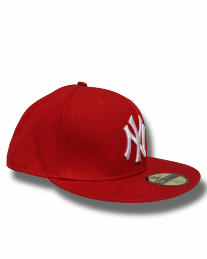 NY RED PLAIN FITTED HAT