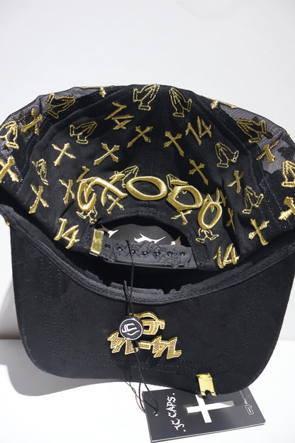 CROSS ICED OUT GOLD TRUCKER HAT