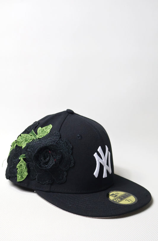 NY FLORAL BLACK FITTED HAT
