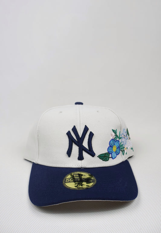 NY FLORAL TWO TONE FITTED HAT