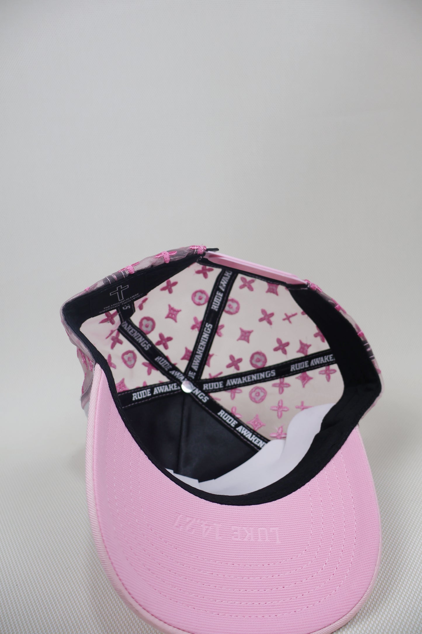 LA TRIPLE CROSS PINK TRUCKER HAT