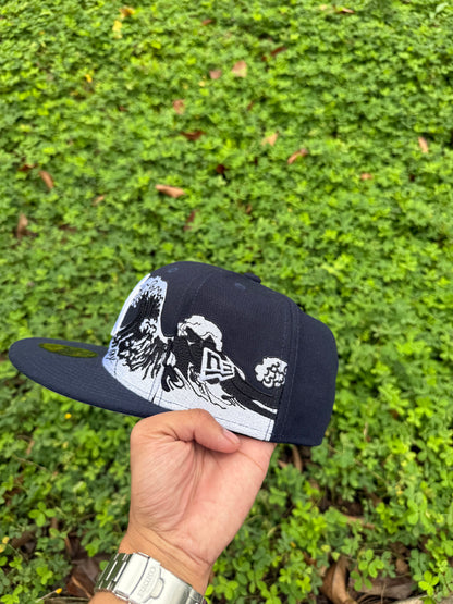 NY WAVE GRAPHIC NAVY FITTED HAT
