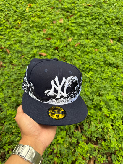 NY WAVE GRAPHIC NAVY FITTED HAT