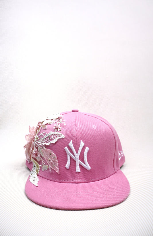 NY PINK FLORAL FITTED HAT