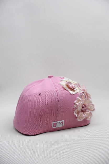 NY PINK FLORAL FITTED HAT