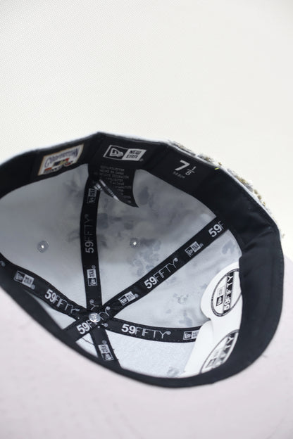 NY GRAY FLORAL FITTED HAT