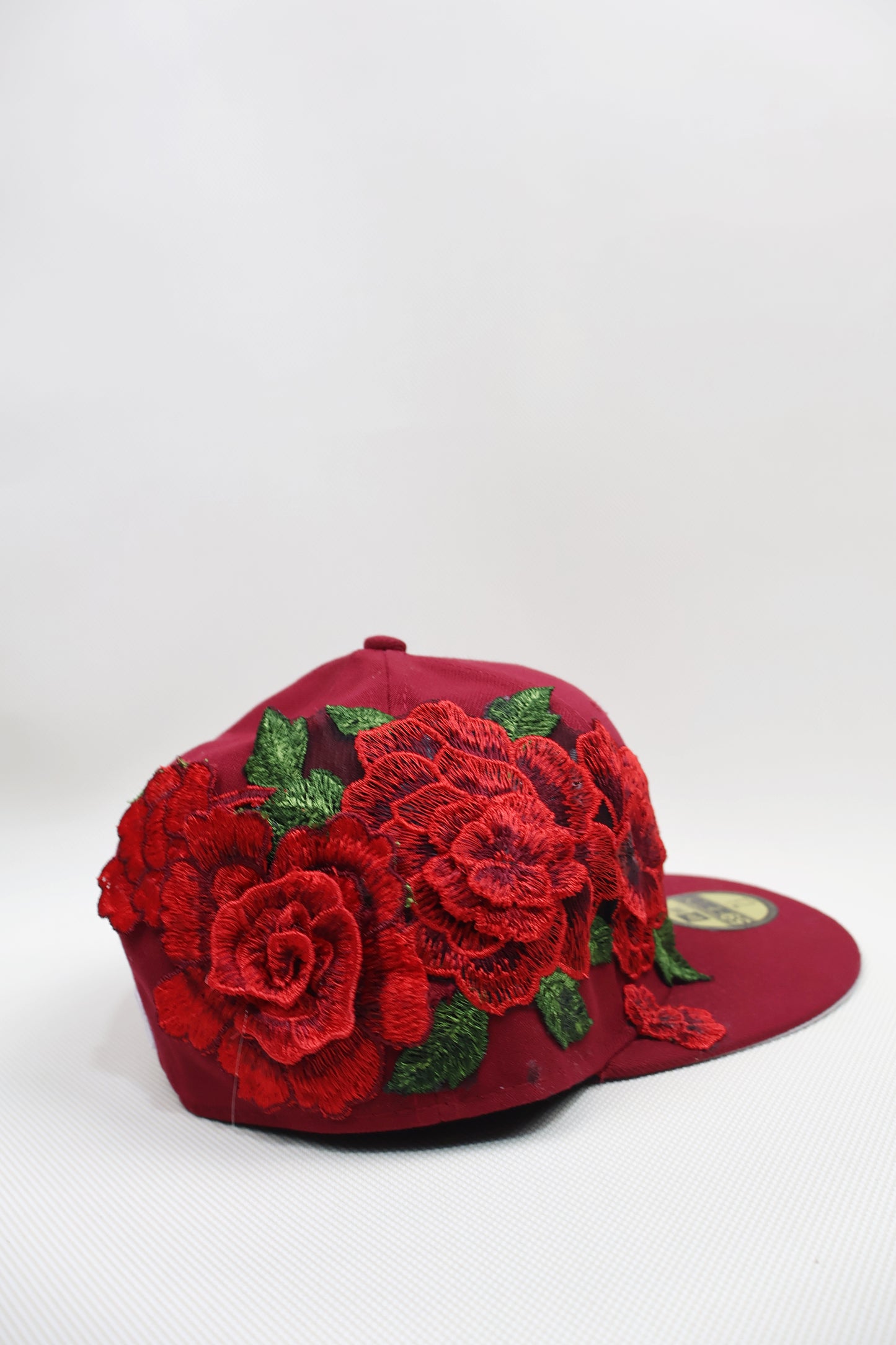 NY RED FLORAL FITTED HAT
