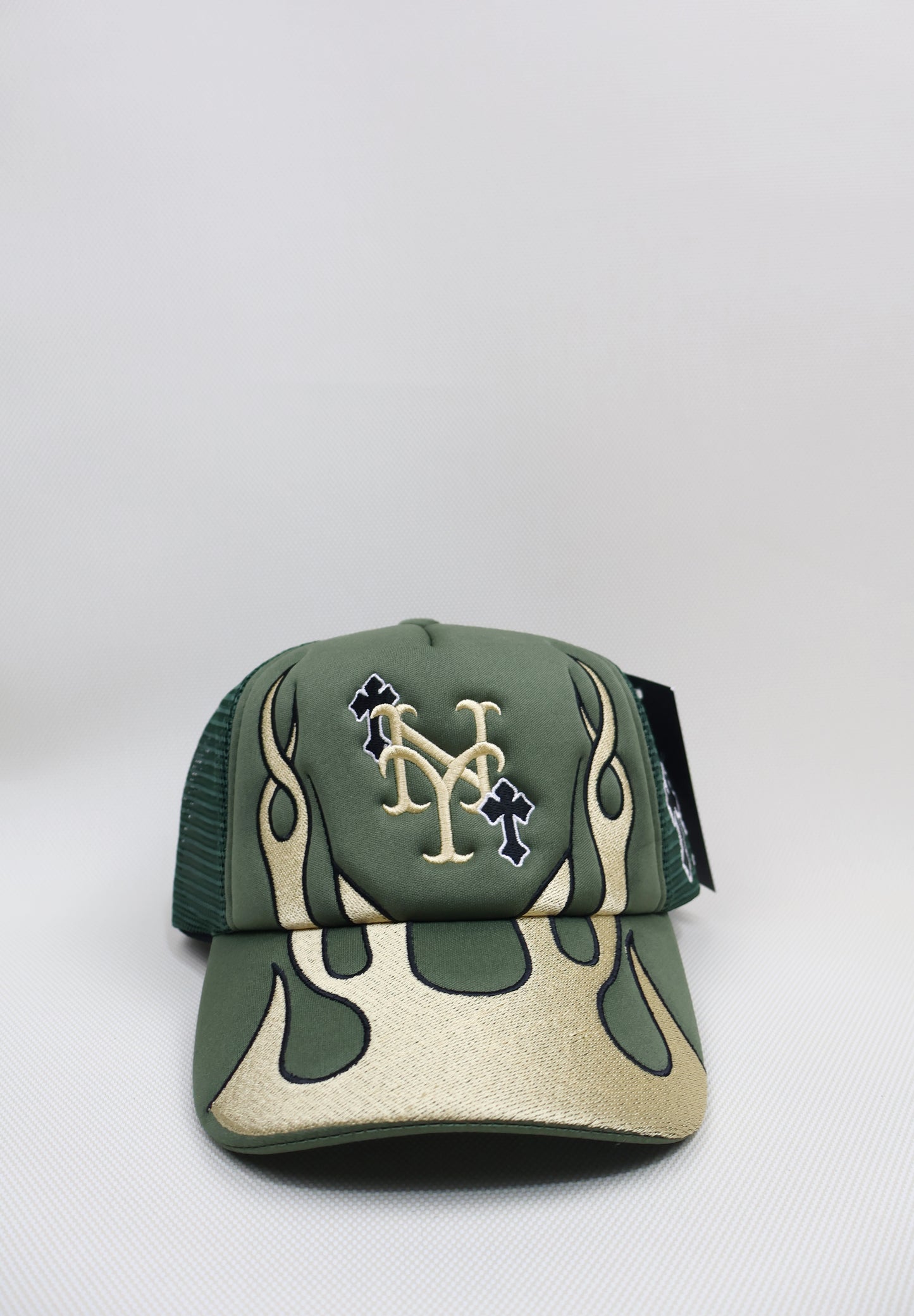 NY METS FLAMES TRUCKER HAT