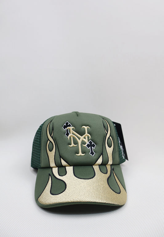NY METS FLAMES TRUCKER HAT