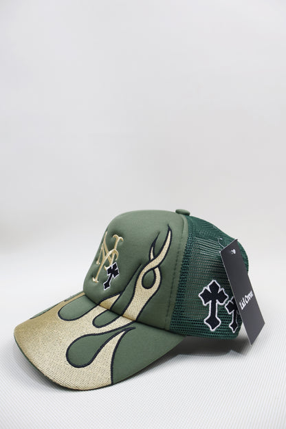 NY METS FLAMES TRUCKER HAT