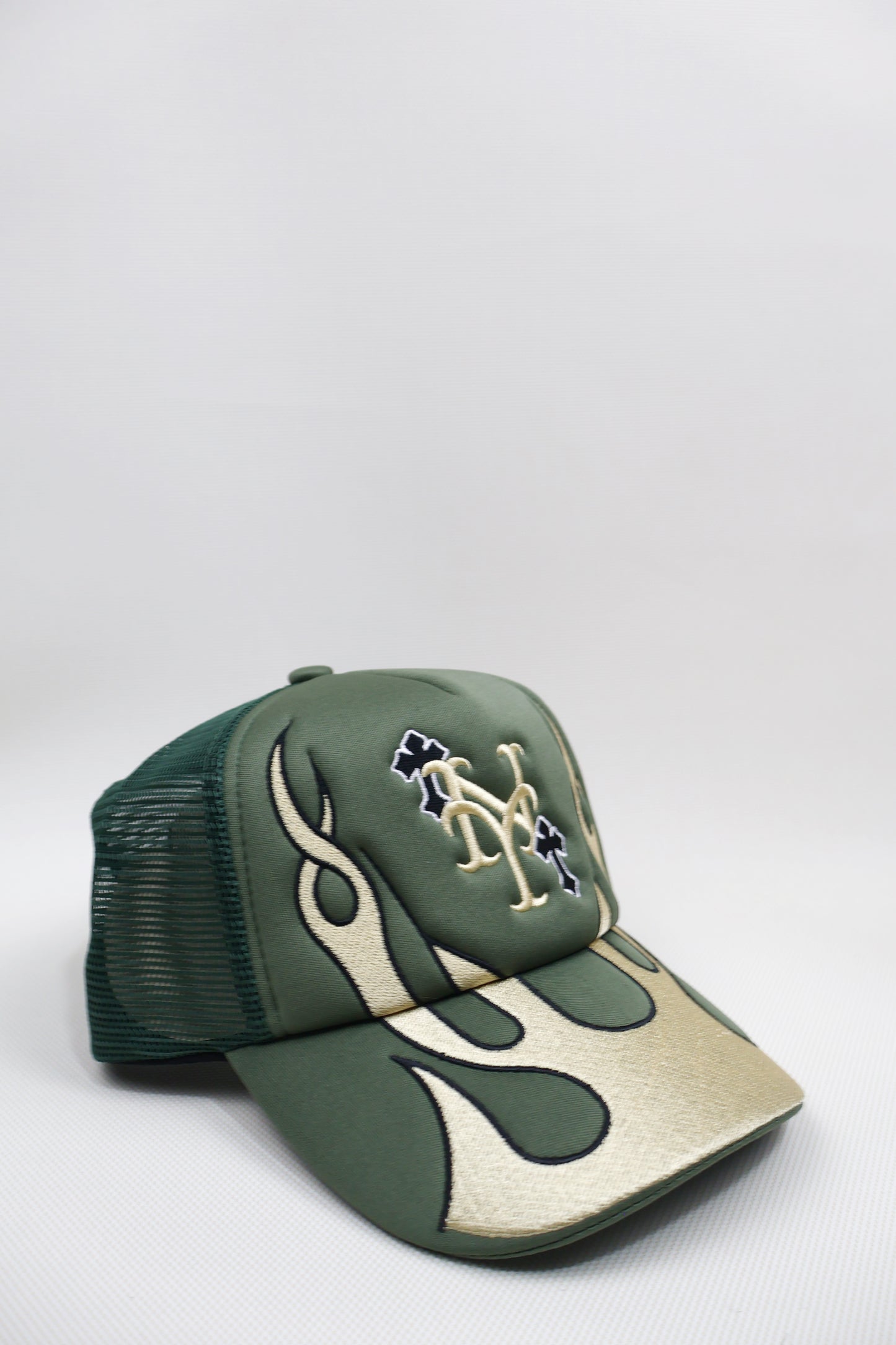 NY METS FLAMES TRUCKER HAT