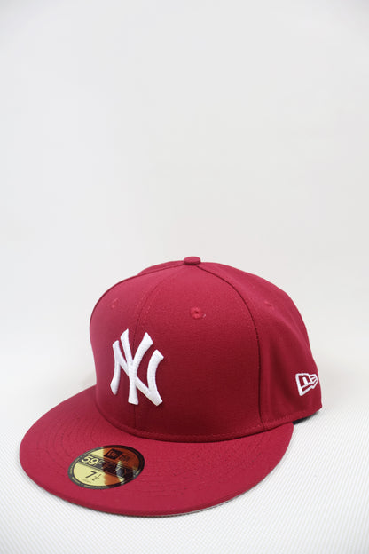 NY PLAIN BURGUNDY FITTED HAT