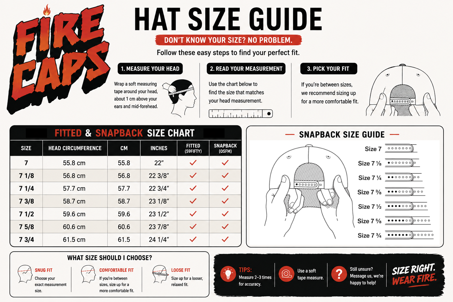 Hat size guide