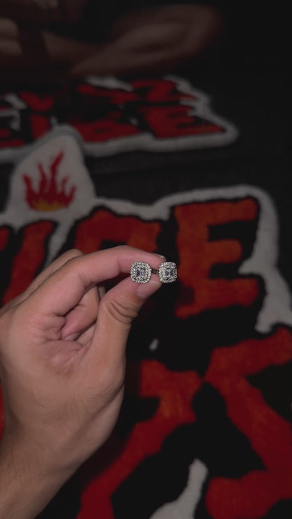 BOX STUD ICED OUT EARRINGS